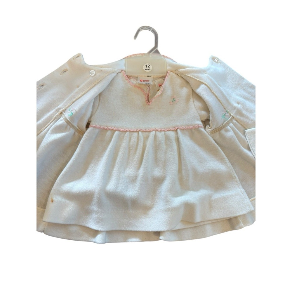 Vintage Winnie The Pooh Baby Outfit 12M Sears Disney Dress Coat Set Pink‎ Trim